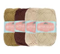 BambooMN JubileeYarn Cotton Select Yarn - Sport Weight - 50g/Skein - Shades of Brown - 4 Skeins