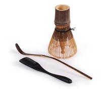 BambooMN Matcha Whisk Set - Black Chasen (Tea Whisk), Chashaku (Hooked Bamboo Scoop), Deep Scoop - 2 Sets