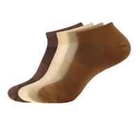 BambooMN Men and Women's Rayon from Bamboo Low Cut Ankle Socks for Sports, Work and Everyday Wear - 4 Pairs - Unisex Sizing, Shades of Brown, Medium