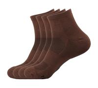 BambooMN Men's Bamboo Athletic Quarter Crew Sock for Home Travel Work and Sport - Small/Medium - Brown - 4 Pairs
