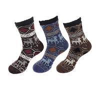 BambooMN Men's Cabin Double Layer Thick Soft Warm Fuzzy Comfy Home Socks, 3 Pairs - Assortment C - X-Large