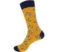 BambooMN Men's Cotton Colorful Design Fashion Novelty Dress Socks, Pretzel Print - 1 Pair, 5-9