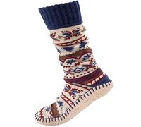 BambooMN Men's Soft Fuzzy Furry Gripper Slipper Socks - Blue Spruce - Men's Shoe Size 6-9