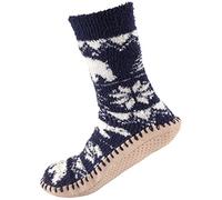 BambooMN Men's Soft Fuzzy Furry Gripper Slipper Socks - Polar Bear - Men's Shoe Size 6-9