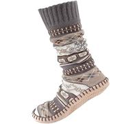 BambooMN Men's Soft Fuzzy Furry Gripper Slipper Socks - Ultimate Grey- Men's Shoe Size 6-9
