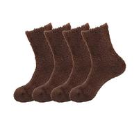 BambooMN Men's Super Comfy Soft Warm Plush Slipper Bed Fuzzy Socks - 13 Brown - UK Size 2-8