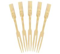 BambooMN Premium 3.5" Bamboo Mini Cocktail Tasting Forks Fruit Food Picks Party Supplies, 300 Pieces