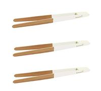 BambooMN Premium 7.9" Reusable Bamboo Kitchen "A" Toast Tongs For Cooking & Holding - White - 10 Pieces