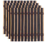 BambooMN Premium Bamboo Slat Coasters - 4.25" x 4.25" - Black - 12 Pieces