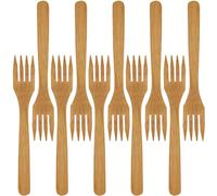 BambooMN Premium Solid Bamboo Dinner Fork 8" - All Natural Reusable Dinnerware - 30 pcs