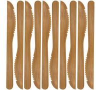 BambooMN Premium Solid Bamboo Dinner Knife 8" - All Natural Reusable Dinnerware - 10 pcs