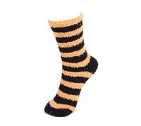 BambooMN Super Soft Fuzzy Team Spirit Socks - Striped - 4 Pairs - Black and Yellow - XL