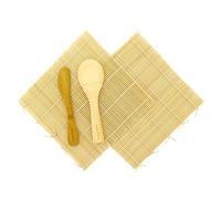 BambooMN Sushi Making Kit, 2X Natural Bamboo Sushi Mat, Paddle, Spreader | 100% Bamboo Sushi Rolling Mat Set