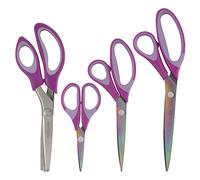 BambooMN Titanium Softgrip Scissors Set - Pinking, Sewing, Arts, Crafts, Office - 1 Set of 4 - Purple