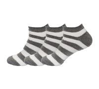 BambooMN Women's Small Super Aloe Infused Fuzzy Nylon Socks - Grey Stripes - X-Large (UK Size 7-11)