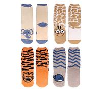 BambooMN Women's Super Soft Cute Fuzzy Cozy Warm Animal Face Indoor Outdoor Cabin Crew Home Socks, Assortment D, Medium