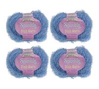 BambooMN Worsted Weight Yarn - 4 Skeins of 50g/Skein, 98 Yards Each, Sapphire Blue, 100% Polyester