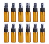 Bamboopack 12Pcs 15ml Protable Mini Amber Glass Sprayer Bottles Refillable Fragrance Perfume Scent Sample Bottle Vials Cosmetic Container for Travel and Outgoing