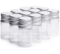 Bamboopack 12PCS 30ml Clear Glass Jars With Aluminum Lids - Tiny Empty Sample Vials for Wishing Messages, Jewelry Beads, Wedding Favors, Candy Storage