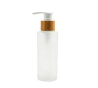 Bamboopack 150ml/5oz Frosted Glass Lotion Pump Bottle with Bamboo Screw