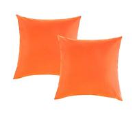 Bamboopack 2 Pack Waterproof Outdoor Throw Pillow Covers PU Coating Pillow Shell Decorative Garden Cushion Cases Square Pillowcases for Patio Couch Tent Balcony Sofa (18x18 Inch) - Orange