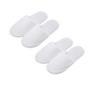 Bamboopack 2 Pairs Disposable White Spa Slippers, Unisex Adults, Size 29 x11 x0.5cm, Fuzzy Closed Toe, Flat Heel, Spa Slippers for Salon, Hotel, Travel