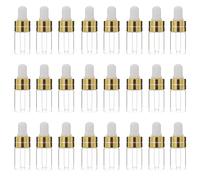 Bamboopack 24 PCS 3ml/0.1oz Empty Mini Clear Glass Dropper Bottles Essential Oil Makeup Cosmetic Lotion Sample Vials Dispenser Containers Storage with Gold Head Glass Dropper