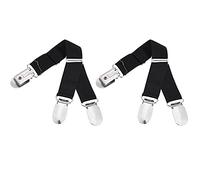 Bamboopack 2PCS/Pair Adjustable Elastic Stocking Clip Garter Suspender Belt Stainless Steel Double-way Duckbill Buckle Suspender Clip Fasten Suspender Shirts Stay Holder for Corset Stocking (Black)
