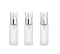 Bamboopack 3PCS 15ml/1oz Empty Refillable Clear Frosted Glass Cosmetic Lotion Bottle Travel Toiletries Container Pump Dispenser Vials Pot Jars for Cream Foundation Emulsion Essencial Oil
