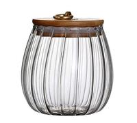 Bamboopack 750ML/25OZ Glass Storage Jar with Lid Airtight Storage Canister Kitchen Food Cereal Container Jar with Natural Wooden Lid for Pasta Coffee Nuts Snackn Cookie(Pumpkin Shape)