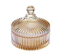 Bamboopack Elegant Amber 280ML 10OZ Crystal Glass Candy Dish with Lid Decorative Covered Candy Bowl Jar for Home Kitchen Office Desk Gift