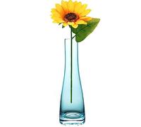 Bamboopack Hand-Made Blown Art Bud Glass Vase - Blue, Crystal Clear, Thickened Base, Small Waist Design, Perfect for Single Stem Flowers, Wedding Reception, Dining Table Decor