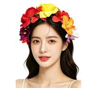 Bamboopack Mexican Flower Crown Headband, Artificial Floral Headpiece | Lightweight, Flexible, Eye Catching Vibrant Colour, Day Of The Dead Headpiece for Halloween Festival Carnival Costume