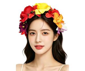 Bamboopack Mexican Flower Crown Headband, Artificial Floral Headpiece | Lightweight, Flexible, Eye Catching Vibrant Colour, Day Of The Dead Headpiece for Halloween Festival Carnival Costume