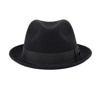 Bamboopack Short Brim Fedora Trilby Hat with Band for Men Gentleman, Black