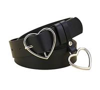 Bamboopack Womens Black Leather Belt with Heart Shaped Buckle Wide Leather Waistband for Casual Jeans Pants Dress