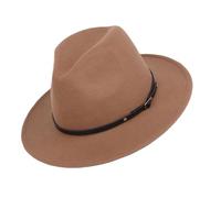Bamboopack Womens Fedora Hat with Belt Buckl Wide Brim Floppy Panama Hat for Unisex (Khaki)