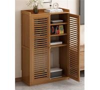 BambooRouter Storage Cabinet Freestanding Home Media Console with 2 Doors Modern Living Room Organizer Brown 97cmStylish and Functional Design