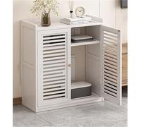BambooRouter Storage Cabinet Freestanding Home Media Floor Organizer with 2 Doors for Living Room (White 67 cm) Modern Design SpaceSaving Solution