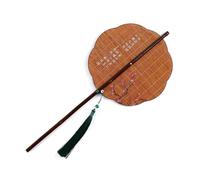 Bamboos Fan Chinese Foldable Hand Round Folding Fans Ancient Styles Waist Fans With Long Handle Home Decorations Handheld Foldable Compact Cooling