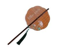 Bamboos Fan Chinese Foldable Hand Round Folding Fans Ancient Styles Waist Fans With Long Handle Home Decorations Handheld Foldable Compact Cooling