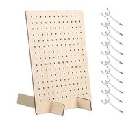 Bamboo's Grocery LoKii 1 Pack Wooden Pegboard Display Stand, Retail Rack, 17 x 13 Inches, with 10 Pcs Hooks