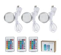 BambooSegD 3PCS Remote Control RGB LED Lamp Kit 001 for Bambu Lab H2D/X1/P1P/A1 Multicolor RGB Includes Button Battery Makerworld for Anycubic Makeronline 3D Printer light DIY Hardware Model Parts USB