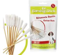 BambooStick Bamboo Cotton Buds for Small Dogs and Cats (30 S/M Buds) - Safe and Easy Ear Wax Removal - Designed by French Vet