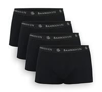 BAMBOOVEN Breathable Trunks - Bamboo Sweat-Wicking Underwear, Anti-Chafing, Built-in Pouch Support, Soft Trunks (4 Pack), Black, L