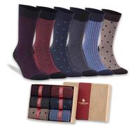 BAMBOOVEN Men’s Dress and Trouser Socks, Premium Rayon From Bamboo, Odor Free and Breathable, Crew Socks (6 pair + Gift box), Mixedbox-638, 8-11.5
