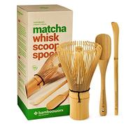 BambooWorx Matcha Whisk Set - (Chasen), Traditional Scoop (Chashaku), Tea Spoon. The Perfect Sets to Prepare a Traditional Cup of Japanese Tea, Handmade from 100% Natural Bamboo
