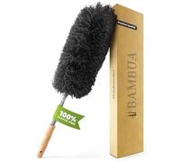 BAMBUA® Feather Duster Extendable - (Premium Quality) Multi-Purpose Extendable Duster for Cleaning the Home - Washable - Natural Bamboo Handle (Eco-Friendly) - Telescopic Duster on a stick (140 cm)