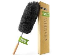 BAMBUA® Feather Duster Extendable - (Premium Quality) Multi-Purpose Extendable Duster for Cleaning the Home - Washable - Natural Bamboo Handle (Eco-Friendly) - Telescopic Long Handled Duster (240 cm)