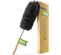 BAMBUA Feather Duster Extendable [Special Microfiber] Effective Long Handled Duster - Bamboo Handle - Premium Telescopic Dusters for Cleaning - Cobweb Brush - Extendable Duster On A Stick (240 cm)